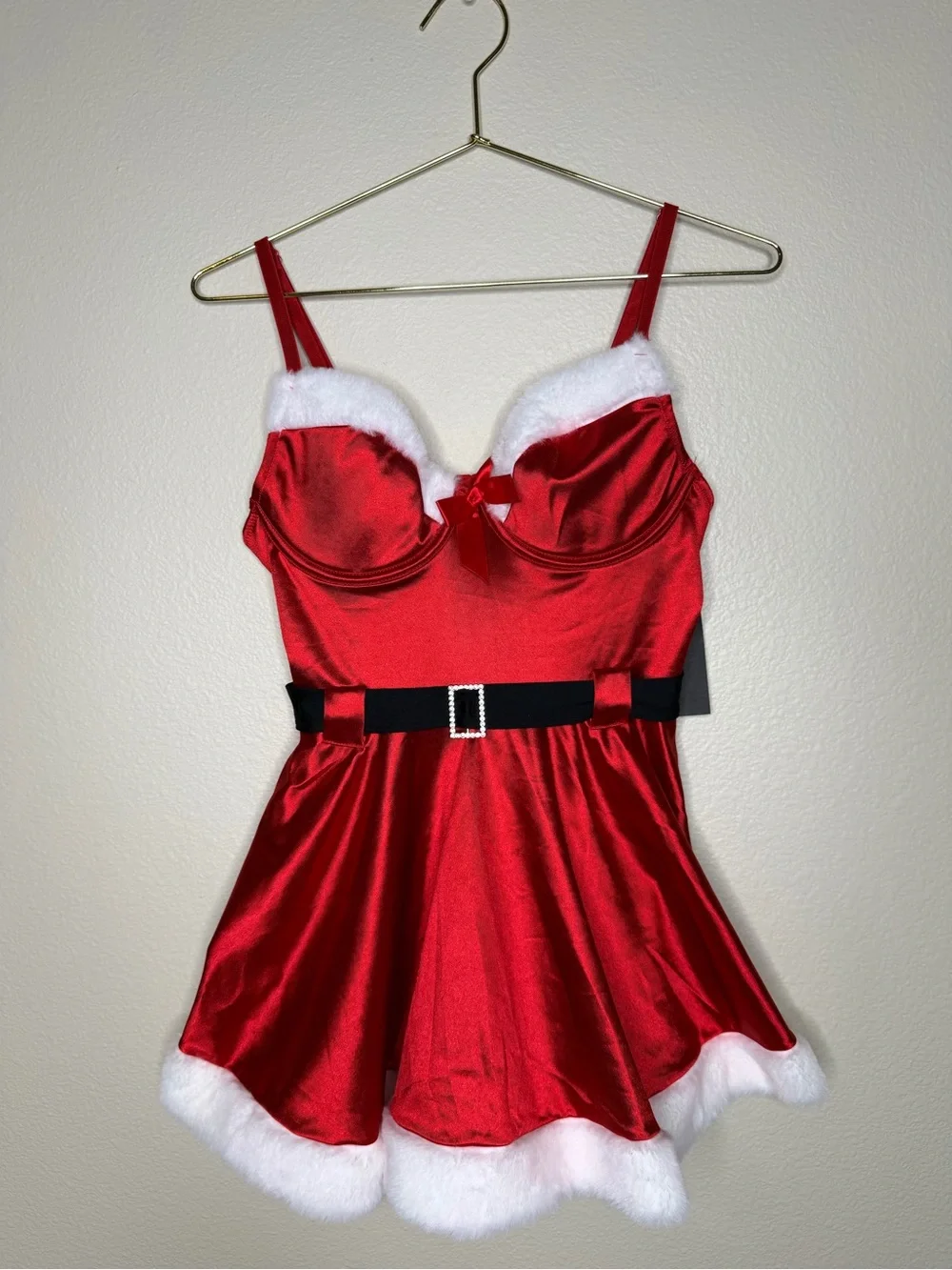 Fashion Nova Women Jingle Bell Rock 2 Piece Set Santa Outfit Xmas Red Velvet NEW